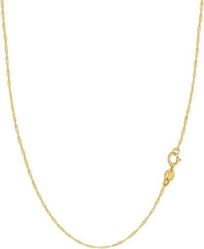 14K Yellow or White Gold Singapore Chain Dainty Gold Necklace For Women with Spring Ring Clasp in Kuwait