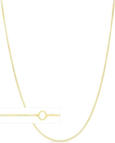 Floreo 14k Yellow Gold or White Gold 0.6mm Single Extendable Solid Box Chain Adjustable Necklace, 16" - 18 Inch in Kuwait
