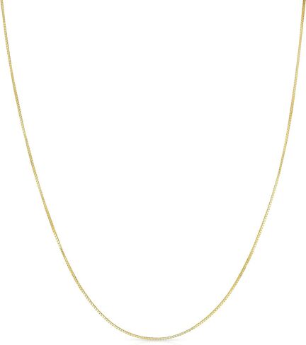 Floreo 14k Yellow Gold or White Gold 0.6mm Single Extendable Solid Box Chain Adjustable Necklace, 16" - 18 Inch in Kuwait