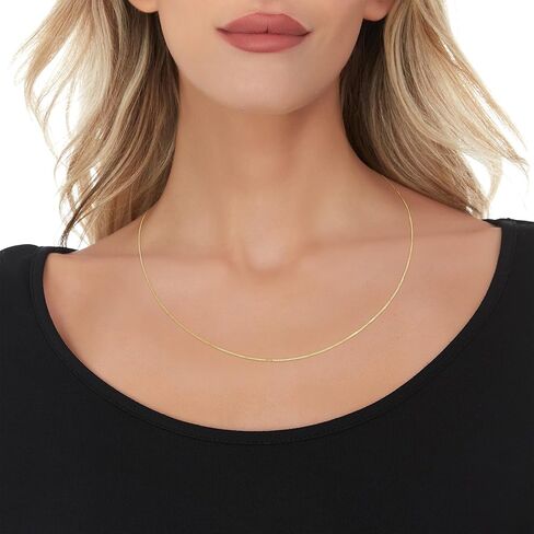 Floreo 14k Yellow Gold or White Gold 0.6mm Single Extendable Solid Box Chain Adjustable Necklace, 16" - 18 Inch in Kuwait