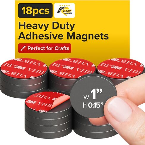 X-Bet Strong Magnets with Adhesive Backing - Round Heavy Duty Adhesive Magnets for Crafts, Fridge Magnets - Sticky Magnets Self Adhesive Perfect Craft Magnet, Refrigerator Magnets, 1 inch 36pcs in Kuwait