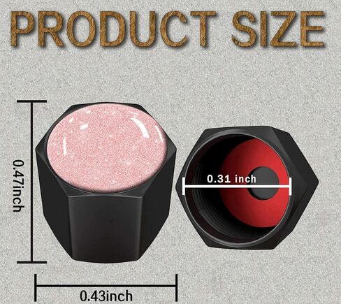 Tire Valve Stem Caps 4 Pack, Car Wheel Stem Caps,Aluminum Air Valve Covers Universal Fit for Cars, SUVs,Trucks, Bikes, and Motorcycles(Pink Glitter) in Saudi Arabia