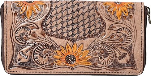 Deputy's Badge Bifold Cowhide Tooled Leather Hand Wristlet Wallet in Kuwait