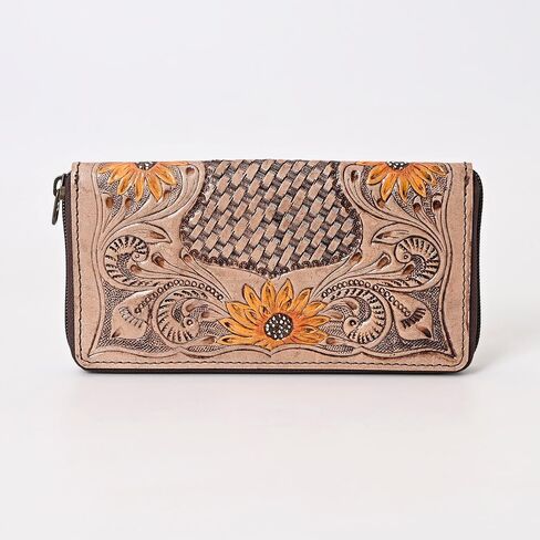 Deputy's Badge Bifold Cowhide Tooled Leather Hand Wristlet Wallet in Kuwait