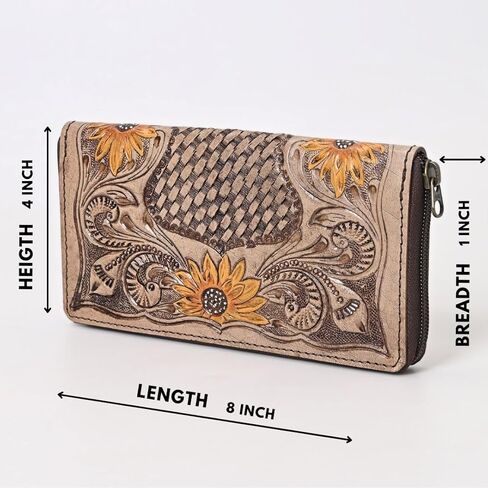 Deputy's Badge Bifold Cowhide Tooled Leather Hand Wristlet Wallet in Kuwait