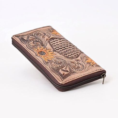 Deputy's Badge Bifold Cowhide Tooled Leather Hand Wristlet Wallet in Kuwait