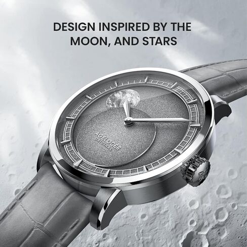 AGELOCER Major Breakthrough 29.51-Days MoonPhase Original Astronomer Men's Mechanical Watch, Luxury Automatic Skeleton Leather Men's Wrist Watches in Kuwait
