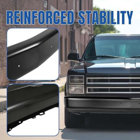 Kuafu Pront Pumper Face Bar مع ثقوب لوحة الترخيص متوافقة مع 1988-1998 Chevy Chevrolet Silverado GMC Sierra C1500 K1500 1995-1999 Tahoe/Suburban/Yukon GM1002168 in Saudi Arabia
