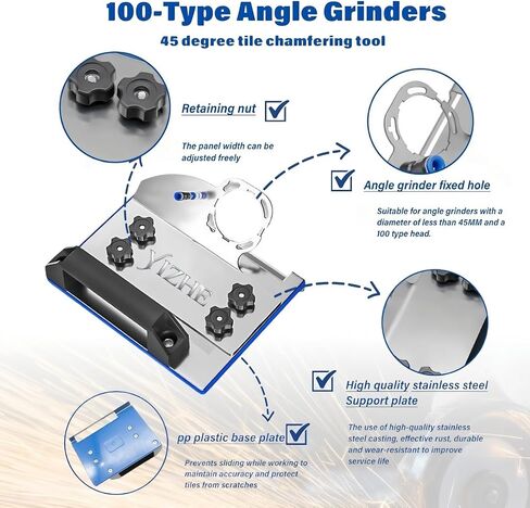 45 Degree Cutting Ceramic Stone Chamfering Tool,Angle Grinder Stand for Tile 45° Chamfer Cutting,Angle Grinder Stand Grinder Holder,Angle Grinder Tile Chamfer Stand for 100-Type Angle Grinders. in Saudi Arabia