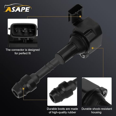 ASAPE UF-349 6PCS Ignition Coil with Spark Plug Fit for 2002-2004 for Infiniti I35 3.5L 2002-2008 for Nissan Maxima 3.5L 2003-2007 for Nissan Murano 3.5L 2002-2006 for Nissan Altima 3.5L in Saudi Arabia