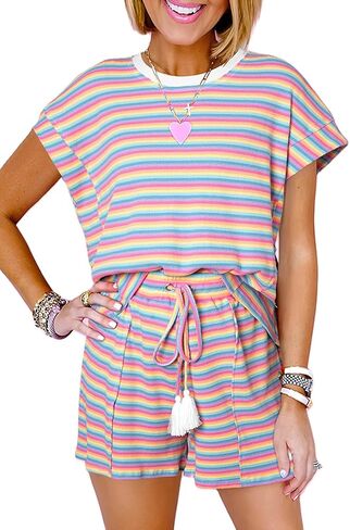 Summer Style: Pink Stripe Tee and Drawstring Shorts for Easy Movement in Saudi Arabia
