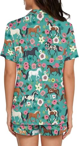 Upetstory Women Summer Pajmas Set Short Sleeve Button Down Sleepwear in Kuwait