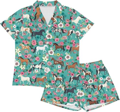 Upetstory Women Summer Pajmas Set Short Sleeve Button Down Sleepwear in Kuwait