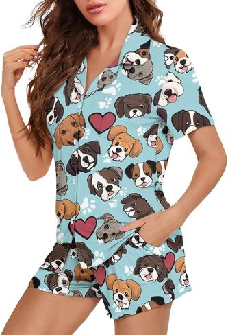 Upetstory Women Summer Pajmas Set Short Sleeve Button Down Sleepwear in Kuwait