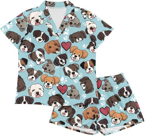 Upetstory Women Summer Pajmas Set Short Sleeve Button Down Sleepwear in Kuwait