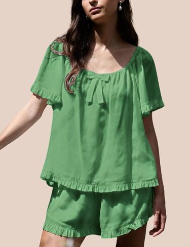 نساء Esmeling Summer Summer 2 قطعة من بيجامات الأكمام القصيرة القصيرة والسراويل القصيرة اللطيفة in Kuwait