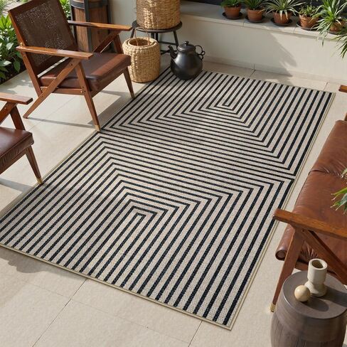 Collive Modern Geometric Easy Jute Outdoor Rug for Porch, 3x5 Washable Entryway Rug Non-Slip Woven Kitchen Carpet, Farmhouse Nautral Indoor Door Mats for Bedroom Backyard Front Decor in Kuwait