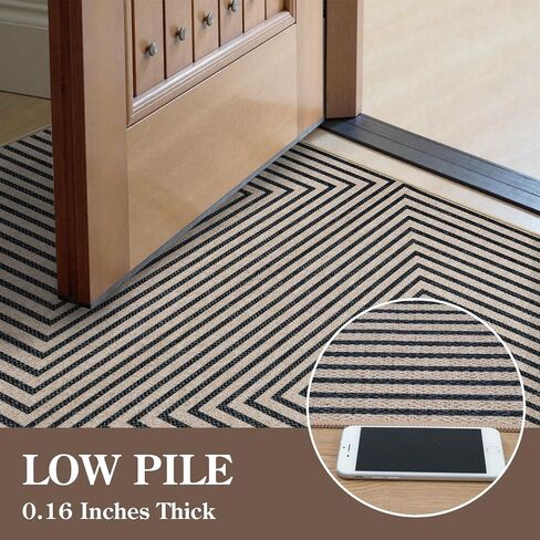 Collive Modern Geometric Easy Jute Outdoor Rug for Porch, 3x5 Washable Entryway Rug Non-Slip Woven Kitchen Carpet, Farmhouse Nautral Indoor Door Mats for Bedroom Backyard Front Decor in Kuwait