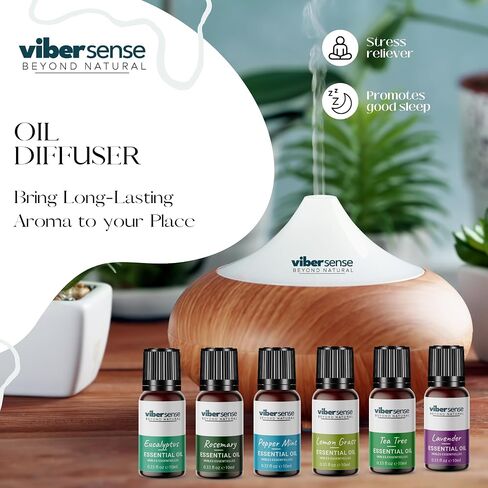 Essential Oils Set for Diffusers,Skin,Aromatherapy, Massage | Premium Grade 100% Pure & Natural | 6 Assorted Scents (Orange,Eucalyptus,Tea Tree,Peppermint,Lavender,Lemongrass) 0.33 floz/10ml Each in Kuwait