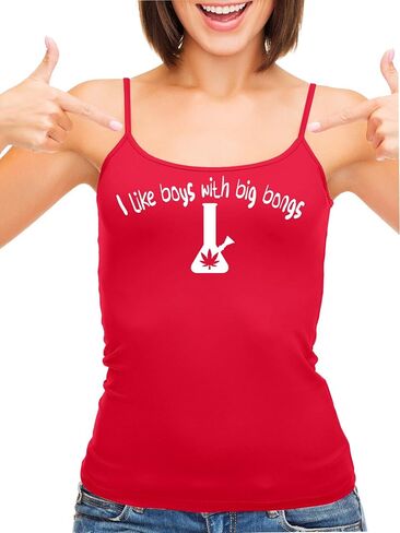 Knaughty Knickers I Like Boys with Big Bongs Pot Weed Red Camisole Tank Top in Kuwait