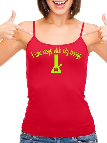 Knaughty Knickers I Like Boys with Big Bongs Pot Weed Red Camisole Tank Top in Kuwait