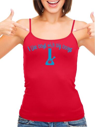 Knaughty Knickers I Like Boys with Big Bongs Pot Weed Red Camisole Tank Top in Kuwait