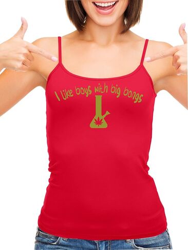 Knaughty Knickers I Like Boys with Big Bongs Pot Weed Red Camisole Tank Top in Kuwait