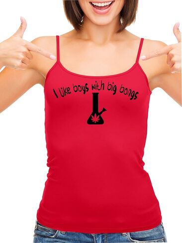 Knaughty Knickers I Like Boys with Big Bongs Pot Weed Red Camisole Tank Top in Kuwait