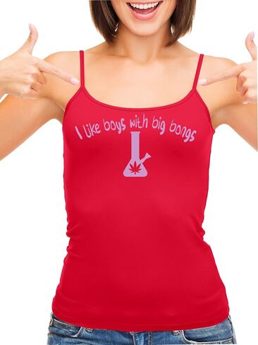 Knaughty Knickers I Like Boys with Big Bongs Pot Weed Red Camisole Tank Top in Kuwait