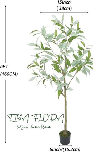 5FT Artificial Eucalyptus Tree – Realistic Faux Plant with Lush Green Leaves, Removable Indoor Decoration for Home, Office & Events in Saudi Arabia