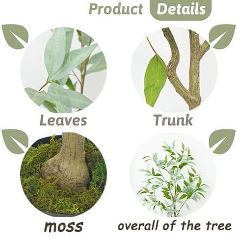 5FT Artificial Eucalyptus Tree – Realistic Faux Plant with Lush Green Leaves, Removable Indoor Decoration for Home, Office & Events in Saudi Arabia