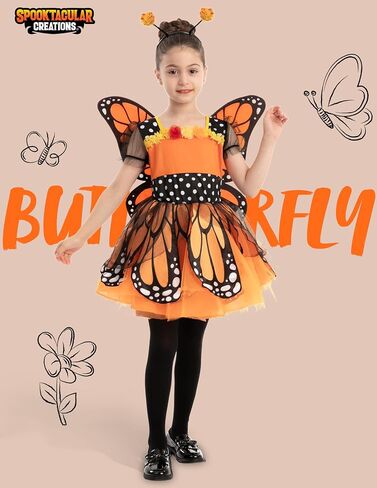 Spooktacular Creations Child Girls Butterfly Costume, Toddlers Butterfly Outfit w/Wings Headband for Kids Halloween Parties in Saudi Arabia