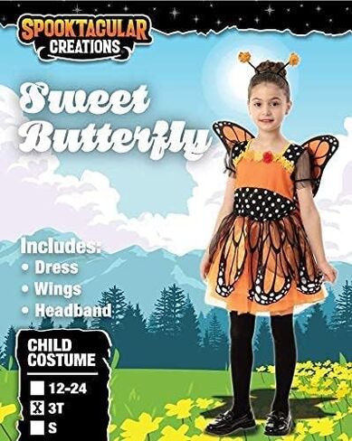 Spooktacular Creations Child Girls Butterfly Costume, Toddlers Butterfly Outfit w/Wings Headband for Kids Halloween Parties in Saudi Arabia