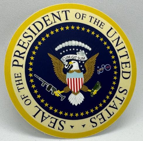 Idiocracy Presidential Seal Military Morale Patch with Decal - Hook and Loop Backed Funny Tactical PVC Patch for Hat, Backpack, Jacket, Vest, Carrier - in Saudi Arabia