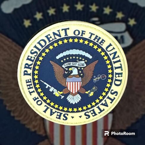Idiocracy Presidential Seal Military Morale Patch with Decal - Hook and Loop Backed Funny Tactical PVC Patch for Hat, Backpack, Jacket, Vest, Carrier - in Saudi Arabia