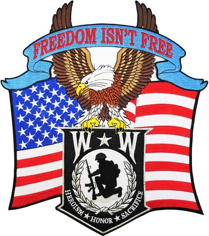 United States Military and Armed Forces Wounded Warrior American Flag and Eagle Embroidered 12" Extra-Large Patch in Saudi Arabia
