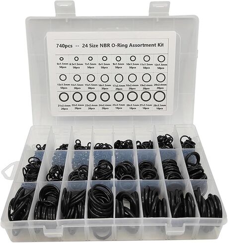 740pcs/lot NBR Rubber Sealing Ring Kit, Black Rubber O-Ring Gasket Set with Box -Thickness 1.5mm 2.4mm 3.1mm in Saudi Arabia