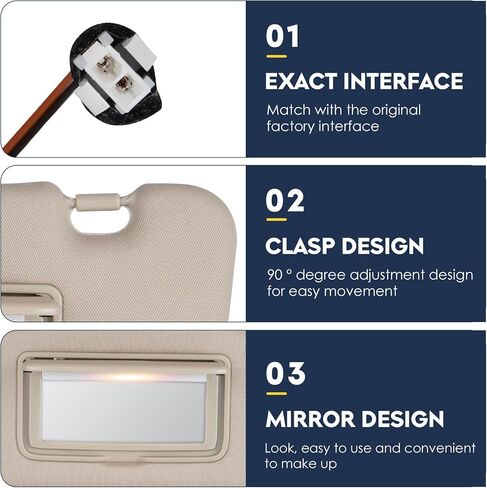 Left Driver Side Sun Visor مع Light Fit for Nissan Murano 2009 2010 2011 2012 2013 2014 ، يستبدل 96401-1AA1B Beige in Saudi Arabia