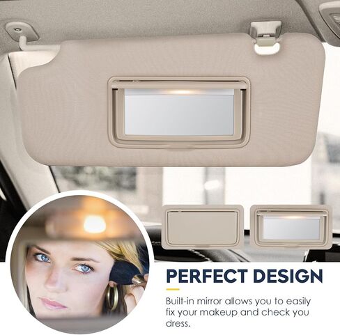 Left Driver Side Sun Visor مع Light Fit for Nissan Murano 2009 2010 2011 2012 2013 2014 ، يستبدل 96401-1AA1B Beige in Saudi Arabia