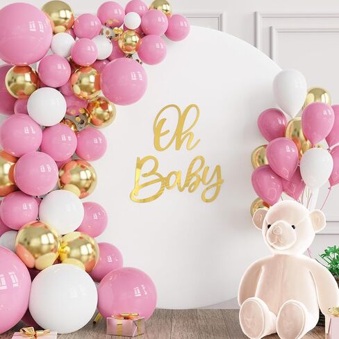 Wokceer Oh Baby Sign for Backdrop Gold 15.7 Inch Baby Sign Backdrop for Baby Shower Party Banner Gender Reveal Boy Girl Decorations Baby's 1st Birthday Party Photography Background Decor in Kuwait