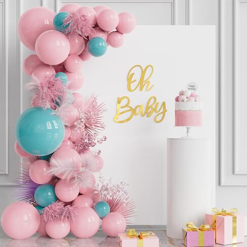 Wokceer Oh Baby Sign for Backdrop Gold 15.7 Inch Baby Sign Backdrop for Baby Shower Party Banner Gender Reveal Boy Girl Decorations Baby's 1st Birthday Party Photography Background Decor in Kuwait