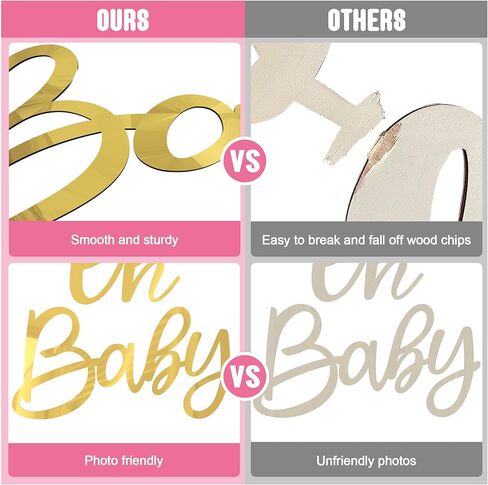 Wokceer Oh Baby Sign for Backdrop Gold 15.7 Inch Baby Sign Backdrop for Baby Shower Party Banner Gender Reveal Boy Girl Decorations Baby's 1st Birthday Party Photography Background Decor in Kuwait