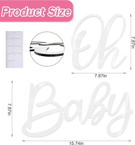 Wokceer Oh Baby Sign for Backdrop Gold 15.7 Inch Baby Sign Backdrop for Baby Shower Party Banner Gender Reveal Boy Girl Decorations Baby's 1st Birthday Party Photography Background Decor in Kuwait