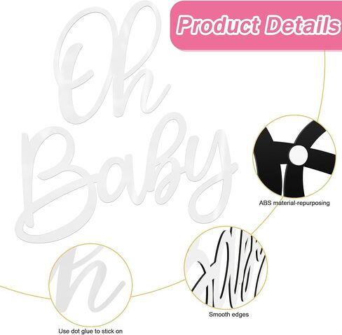 Wokceer Oh Baby Sign for Backdrop Gold 15.7 Inch Baby Sign Backdrop for Baby Shower Party Banner Gender Reveal Boy Girl Decorations Baby's 1st Birthday Party Photography Background Decor in Kuwait
