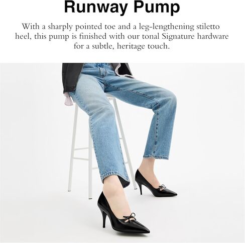 Coach Women's Runway Pump Ballet Flat, Charcoal/Black, 7.5 in Saudi Arabia