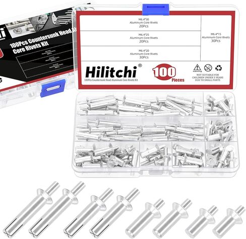 Hilitchi 50Pcs M6.4 x 20mm Hammer Drive Rivets Aluminum Core Rivets Knock Type Expansion Aluminum Rivets Hammer Drive Aluminium Rivets for Home Electronic Equipment in Saudi Arabia