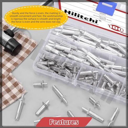 Hilitchi 50Pcs M6.4 x 20mm Hammer Drive Rivets Aluminum Core Rivets Knock Type Expansion Aluminum Rivets Hammer Drive Aluminium Rivets for Home Electronic Equipment in Saudi Arabia
