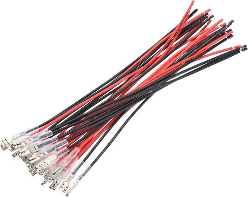 MECCANIXITY Female Spade Crimp Terminal 6.3mm with Insulating Sleeve 20cm 20 AWG Wire Red Black Assortment Kit for Lamp Switch, Set of 25 in Saudi Arabia