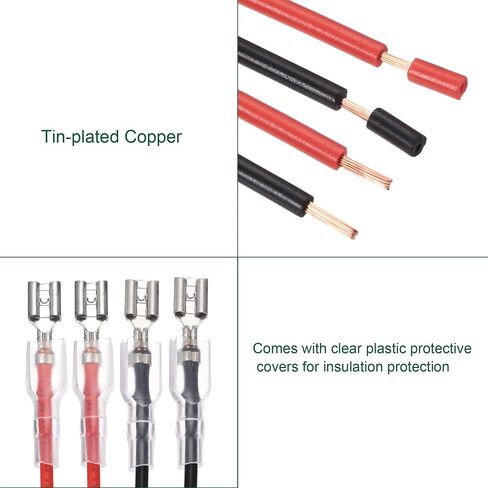 MECCANIXITY Female Spade Crimp Terminal 6.3mm with Insulating Sleeve 20cm 20 AWG Wire Red Black Assortment Kit for Lamp Switch, Set of 25 in Saudi Arabia