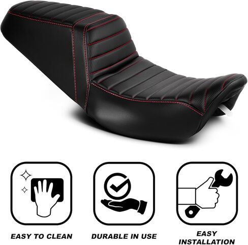 سائق من قطعة واحدة ومقعد للركاب مع غرز نمط الماس لتلاءم لهارلي تورنج رود كينج 1997-2007 شارع Glide 2006-2007 (خياطة حمراء) in Kuwait